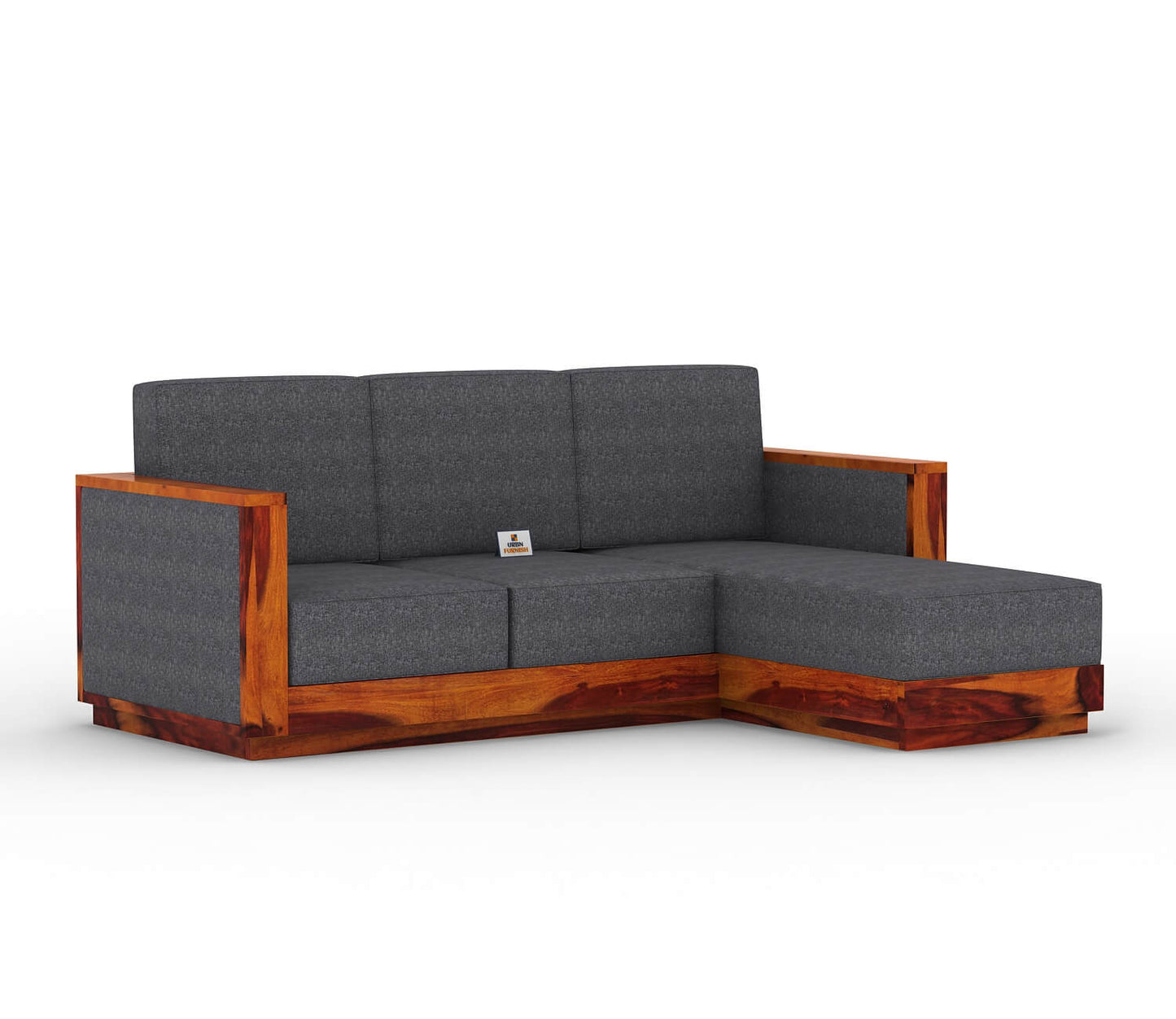 Lago L Shape Right Aligned Wooden Sofa - Urbnfurnish