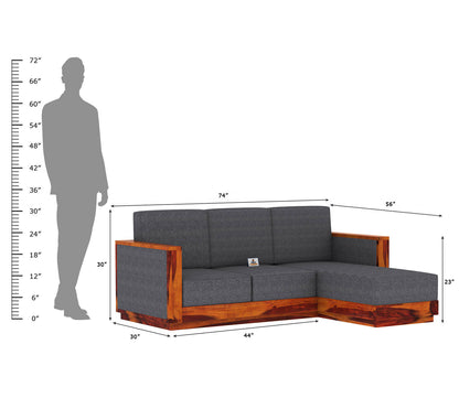 Lago L Shape Right Aligned Wooden Sofa - Urbnfurnish