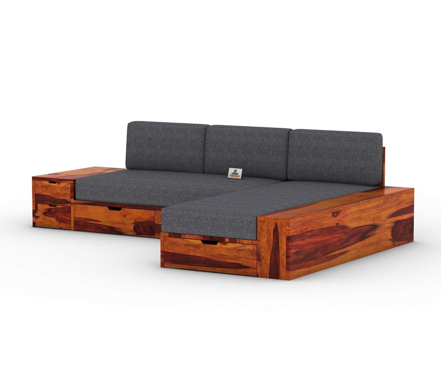 Respiro L Shape Wooden Sofa With Storage - Urbnfurnish