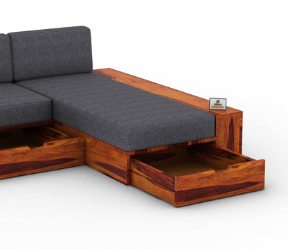 Respiro L Shape Wooden Sofa With Storage - Urbnfurnish