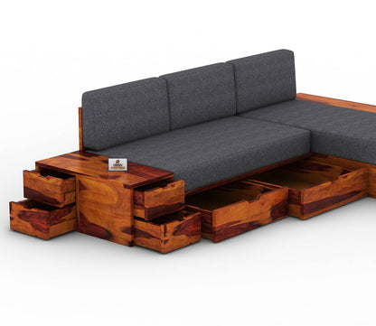 Respiro L Shape Wooden Sofa With Storage - Urbnfurnish