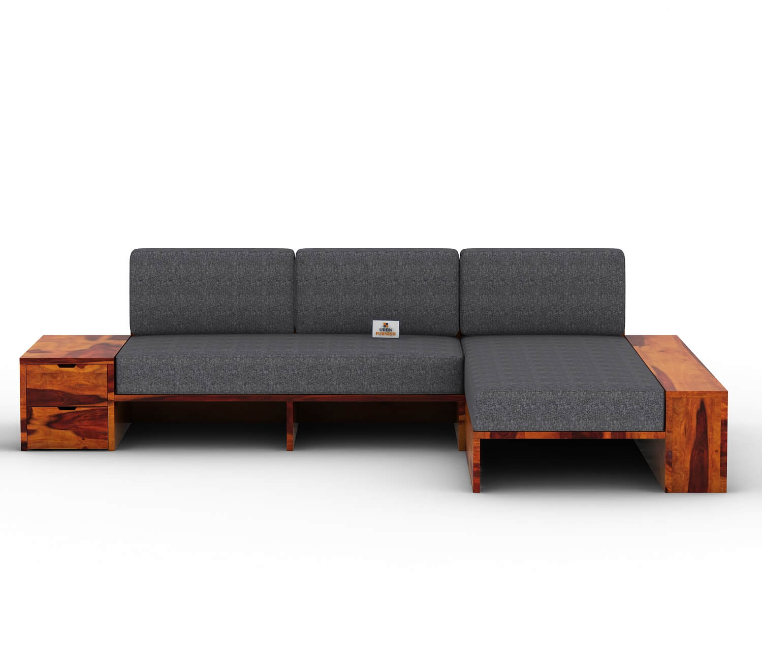 Respiro L Shape Wooden Sofa Without Storage - Urbnfurnish