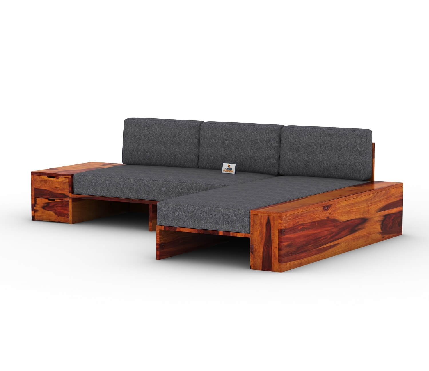 Respiro L Shape Wooden Sofa Without Storage - Urbnfurnish