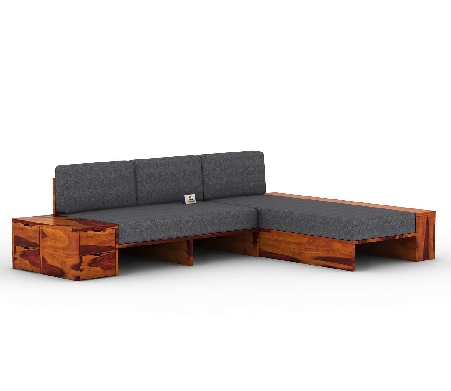 Respiro L Shape Wooden Sofa Without Storage - Urbnfurnish