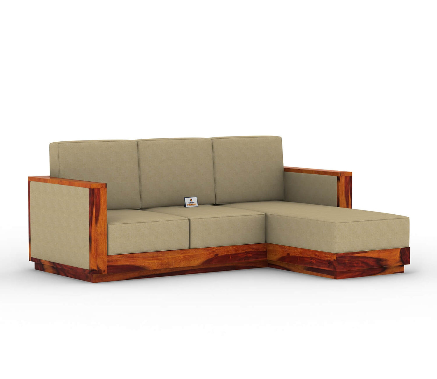 Lago L Shape Right Aligned Wooden Sofa - Urbnfurnish