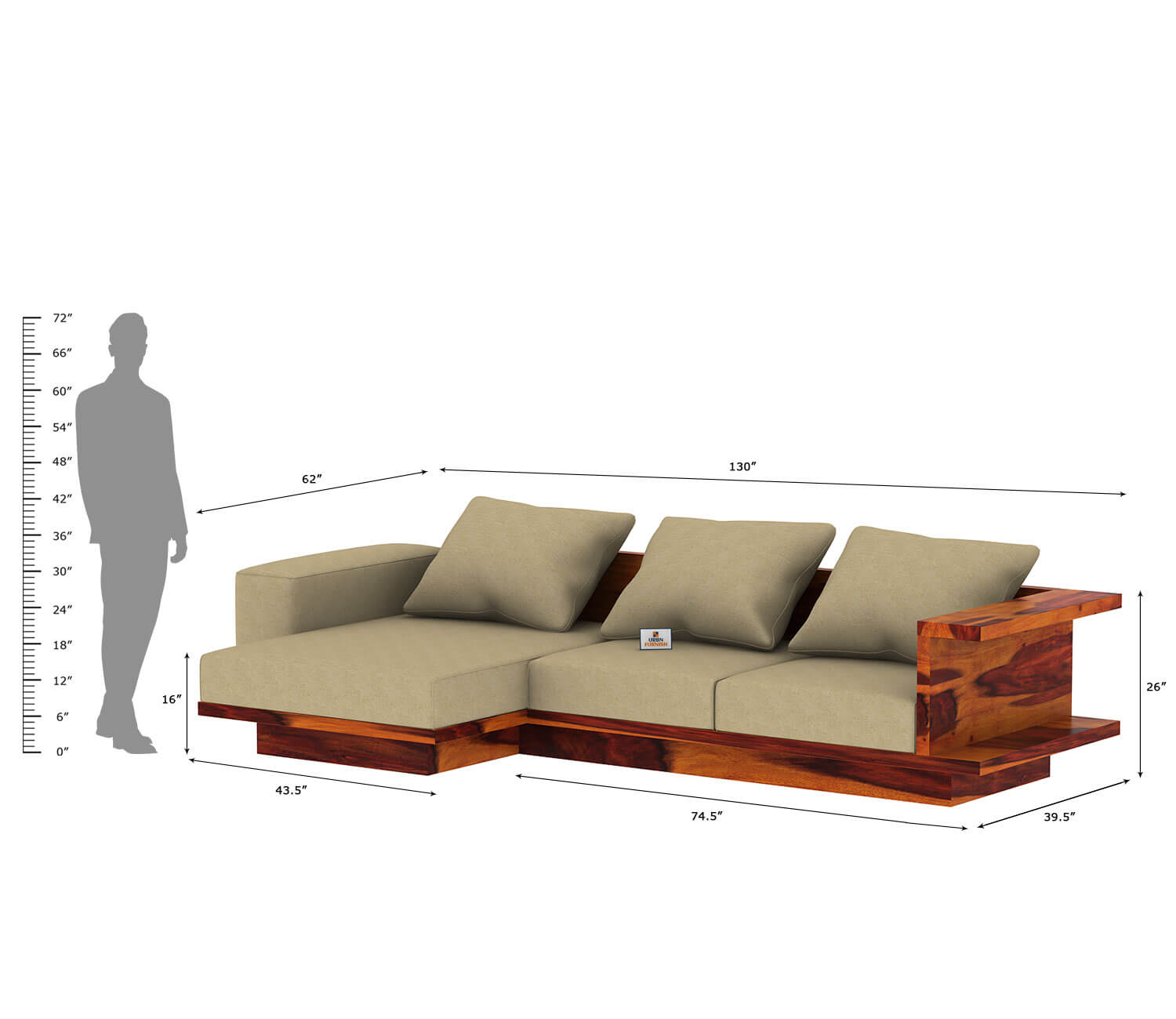 Notturno L Shape Left Aligned   Sofa - Urbnfurnish