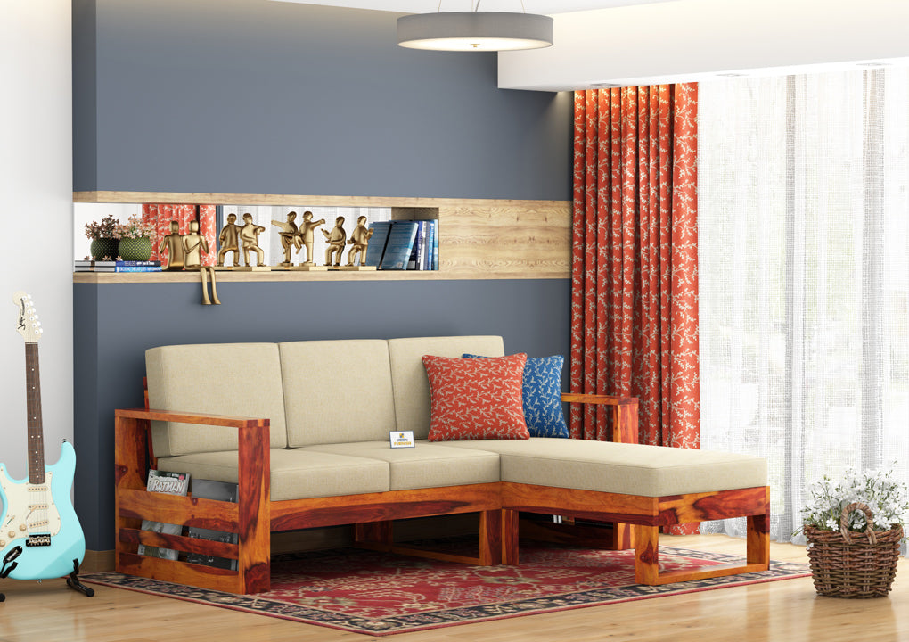 Orfeo L Shape Right Aligned Wooden Sofa - Urbnfurnish