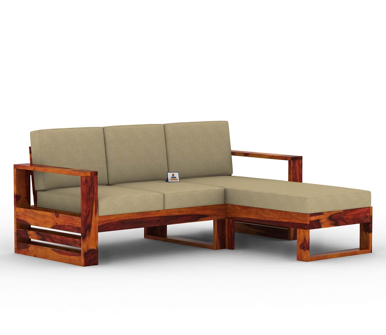 Orfeo L Shape Right Aligned Wooden Sofa - Urbnfurnish