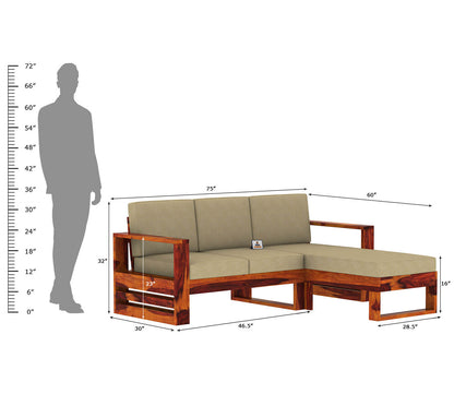 Orfeo L Shape Right Aligned Wooden Sofa - Urbnfurnish