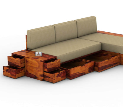 Respiro L Shape Wooden Sofa With Storage - Urbnfurnish