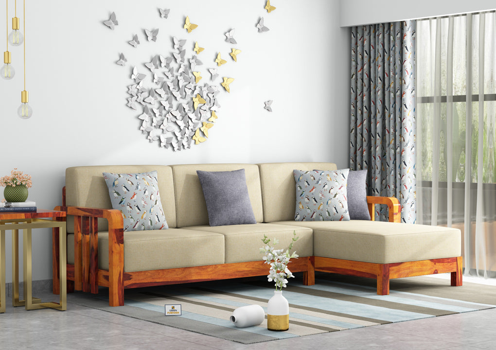 Icaro L Shape Right Aligned Wooden Sofa - Urbnfurnish