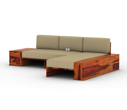 Respiro L Shape Wooden Sofa Without Storage - Urbnfurnish