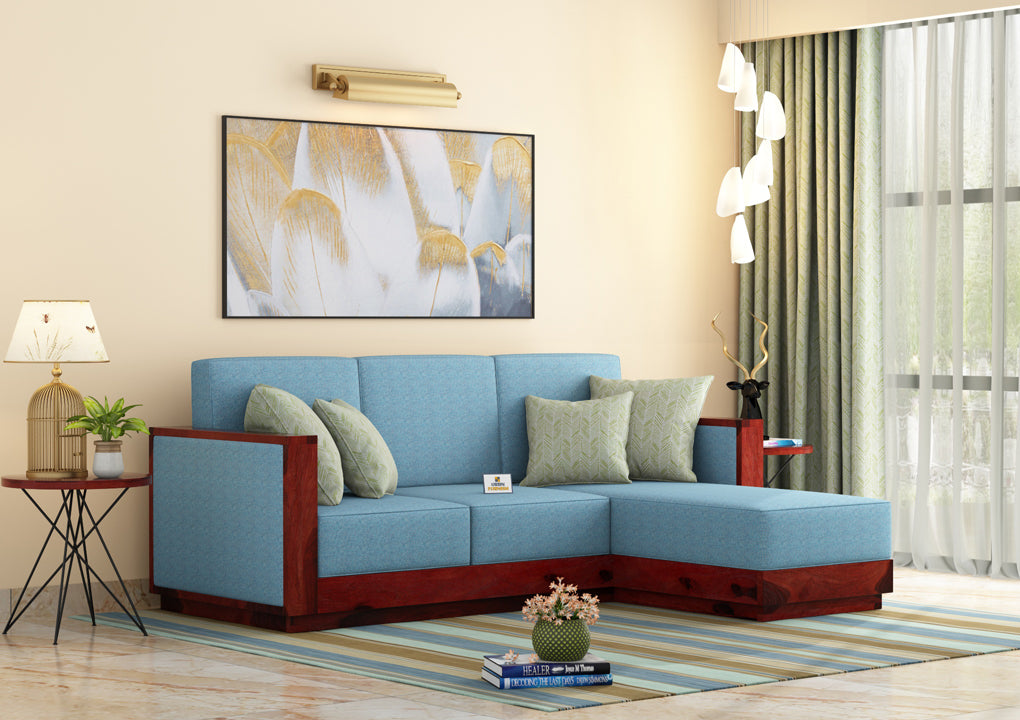 Lago L Shape Right Aligned Wooden Sofa - Urbnfurnish
