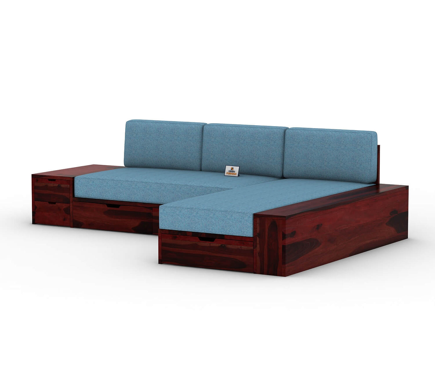 Respiro L Shape Wooden Sofa With Storage - Urbnfurnish
