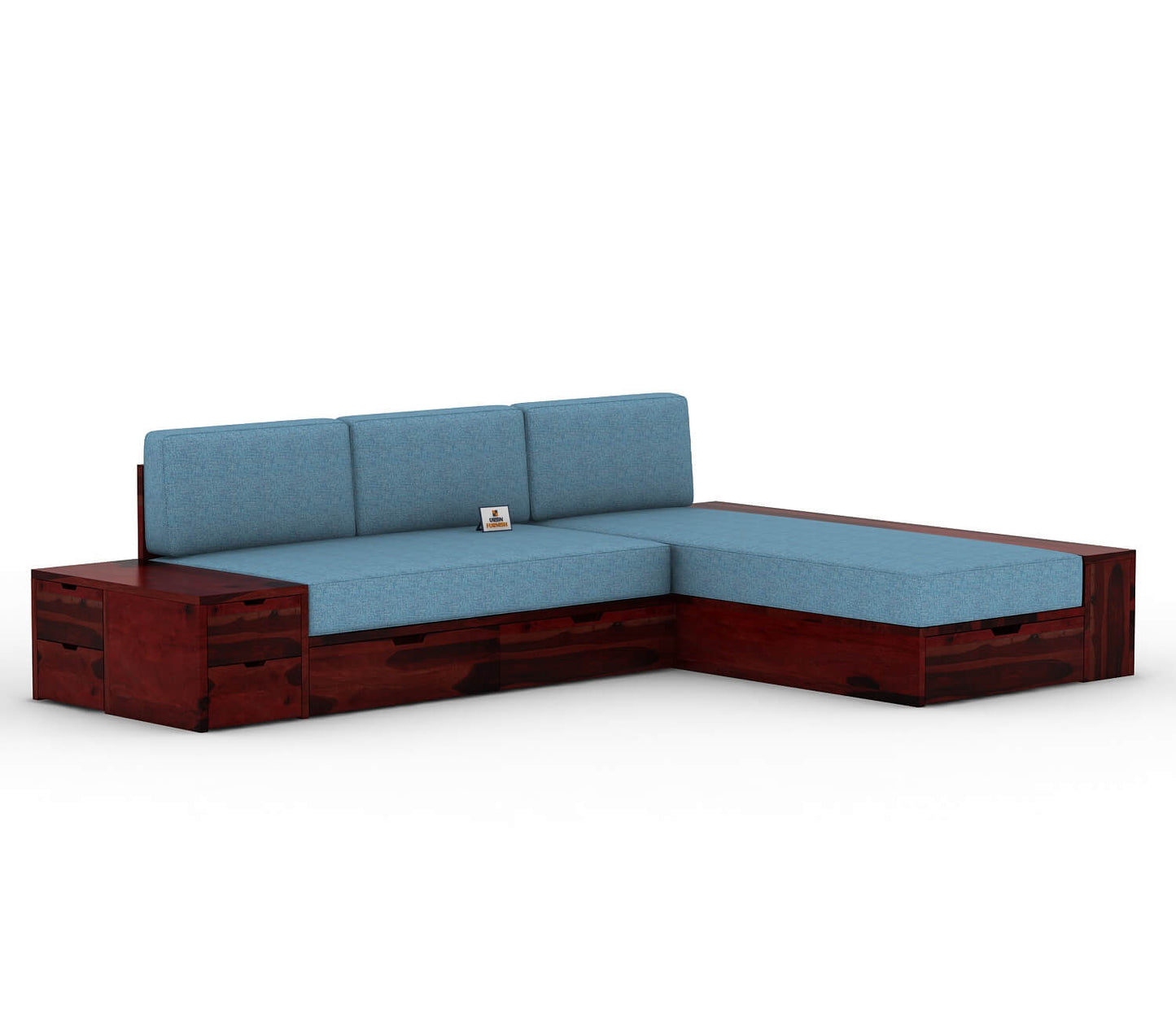 Respiro L Shape Wooden Sofa With Storage - Urbnfurnish