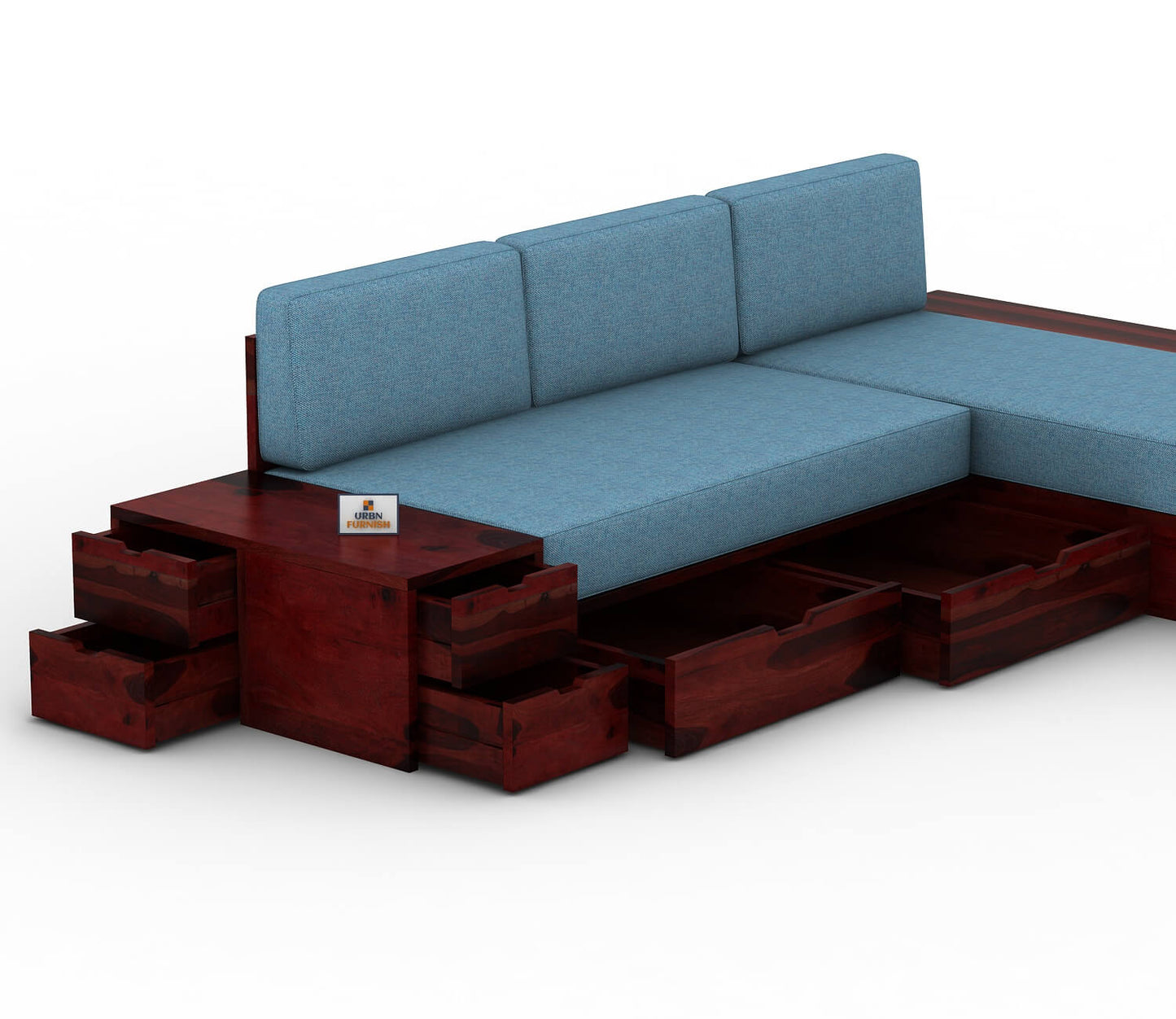Respiro L Shape Wooden Sofa With Storage - Urbnfurnish
