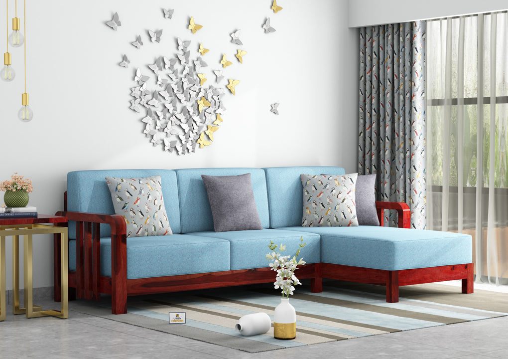 Icaro L Shape Right Aligned Wooden Sofa - Urbnfurnish