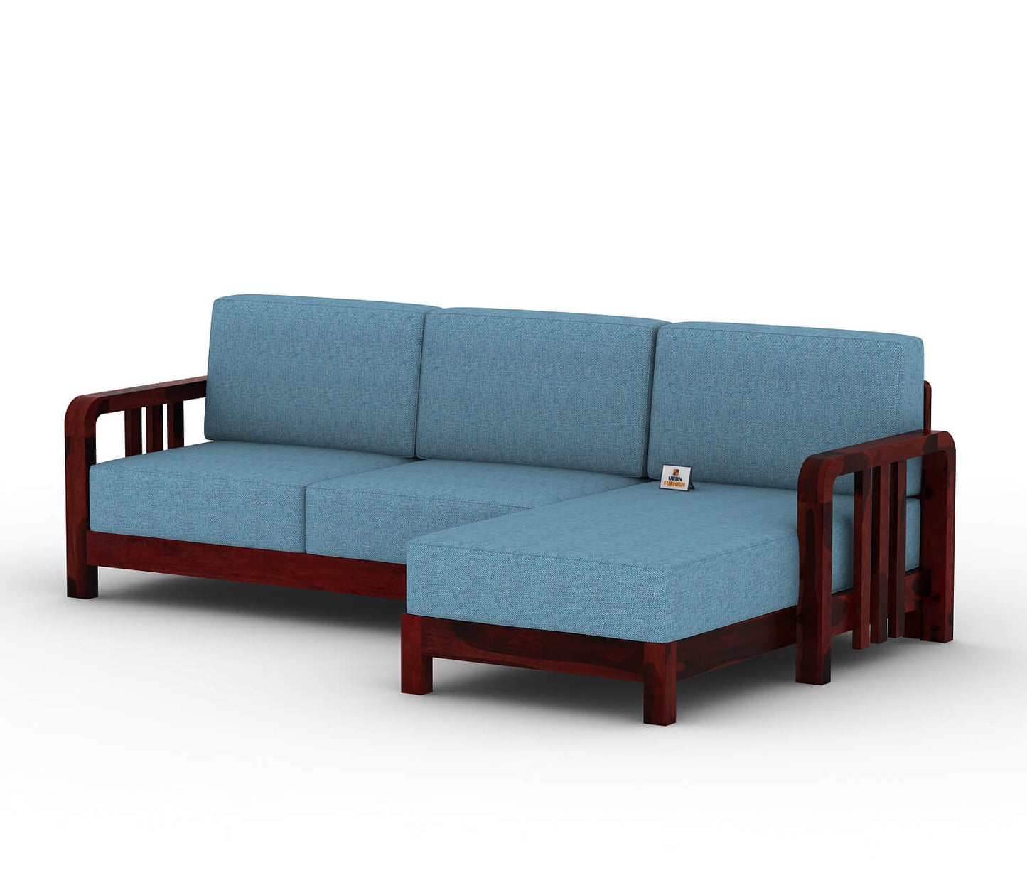 Icaro L Shape Right Aligned Wooden Sofa - Urbnfurnish