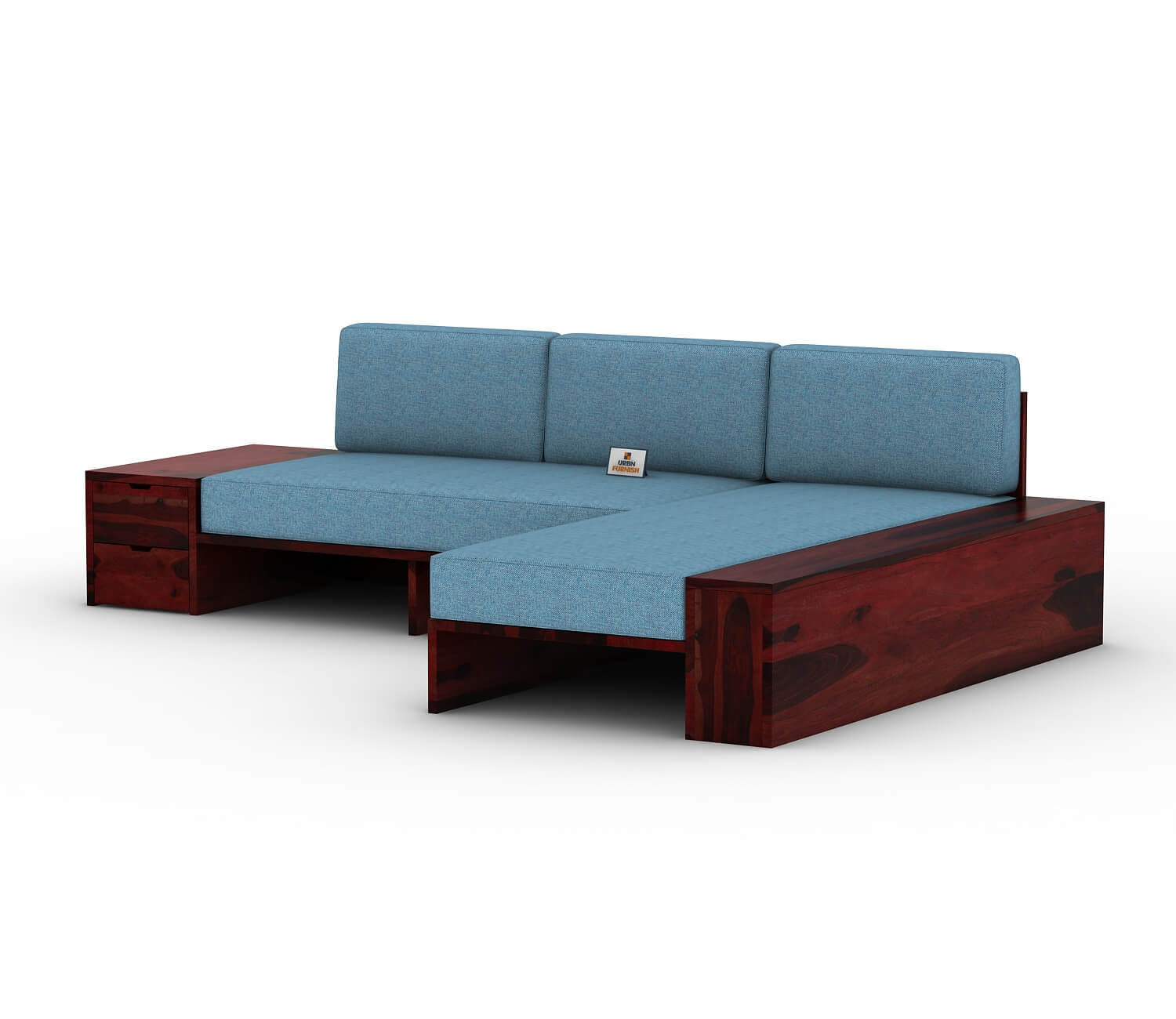 Respiro L Shape Wooden Sofa Without Storage - Urbnfurnish