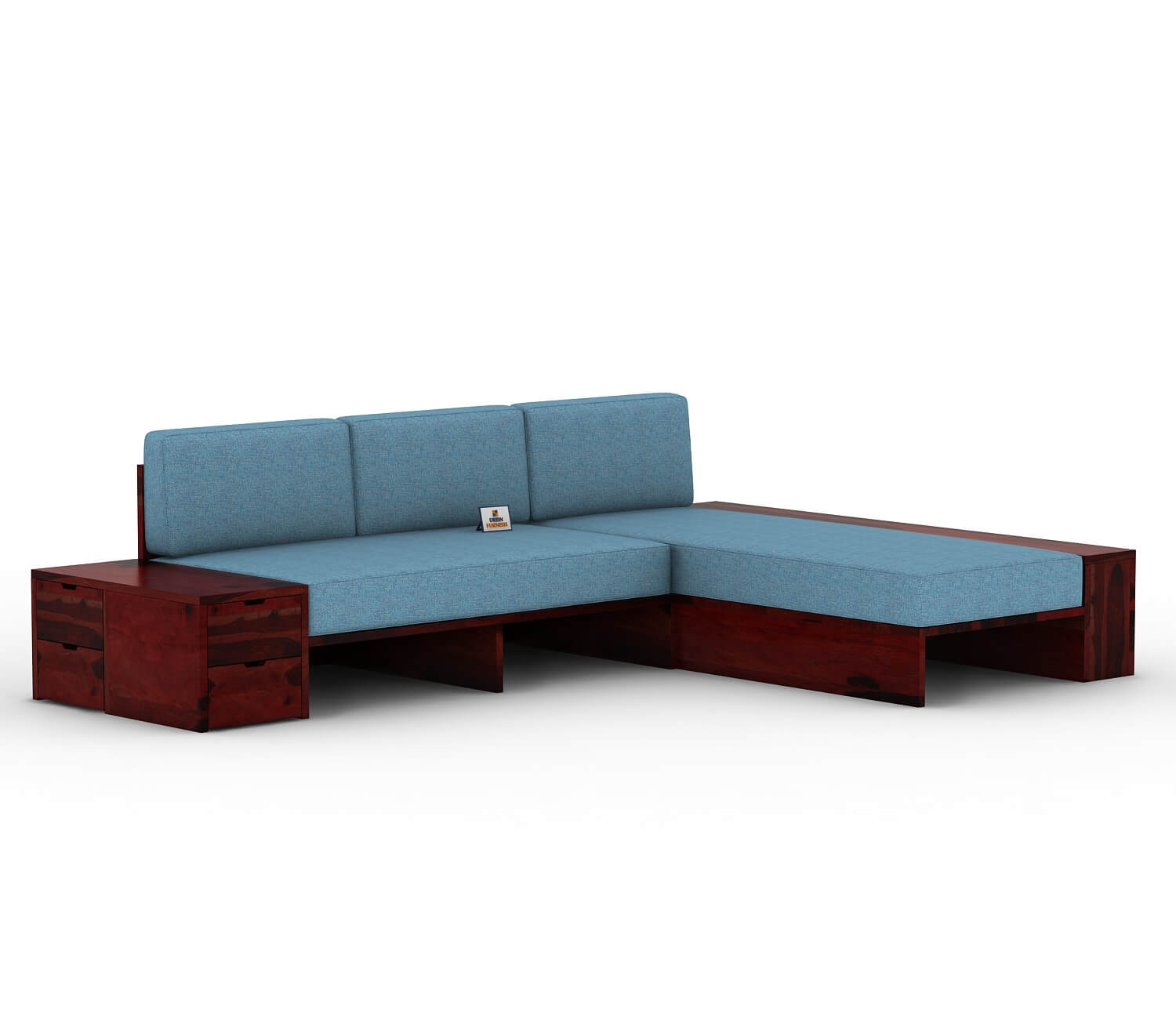 Respiro L Shape Wooden Sofa Without Storage - Urbnfurnish