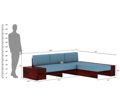 Respiro L Shape Wooden Sofa Without Storage - Urbnfurnish