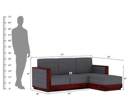 Lago L Shape Right Aligned Wooden Sofa - Urbnfurnish
