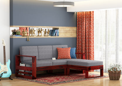 Orfeo L Shape Right Aligned Wooden Sofa - Urbnfurnish