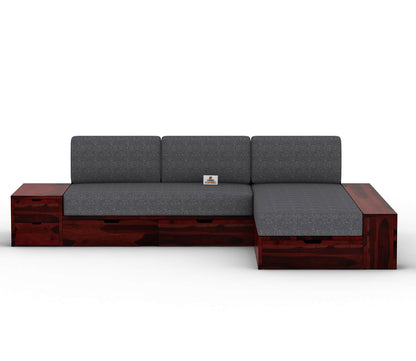 Respiro L Shape Wooden Sofa With Storage - Urbnfurnish