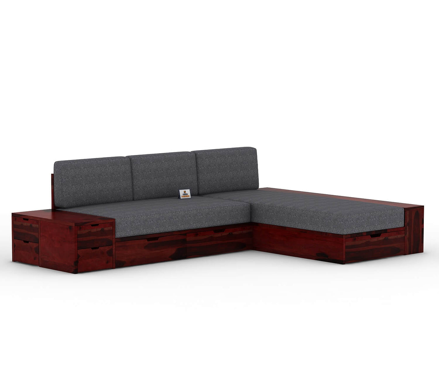 Respiro L Shape Wooden Sofa With Storage - Urbnfurnish