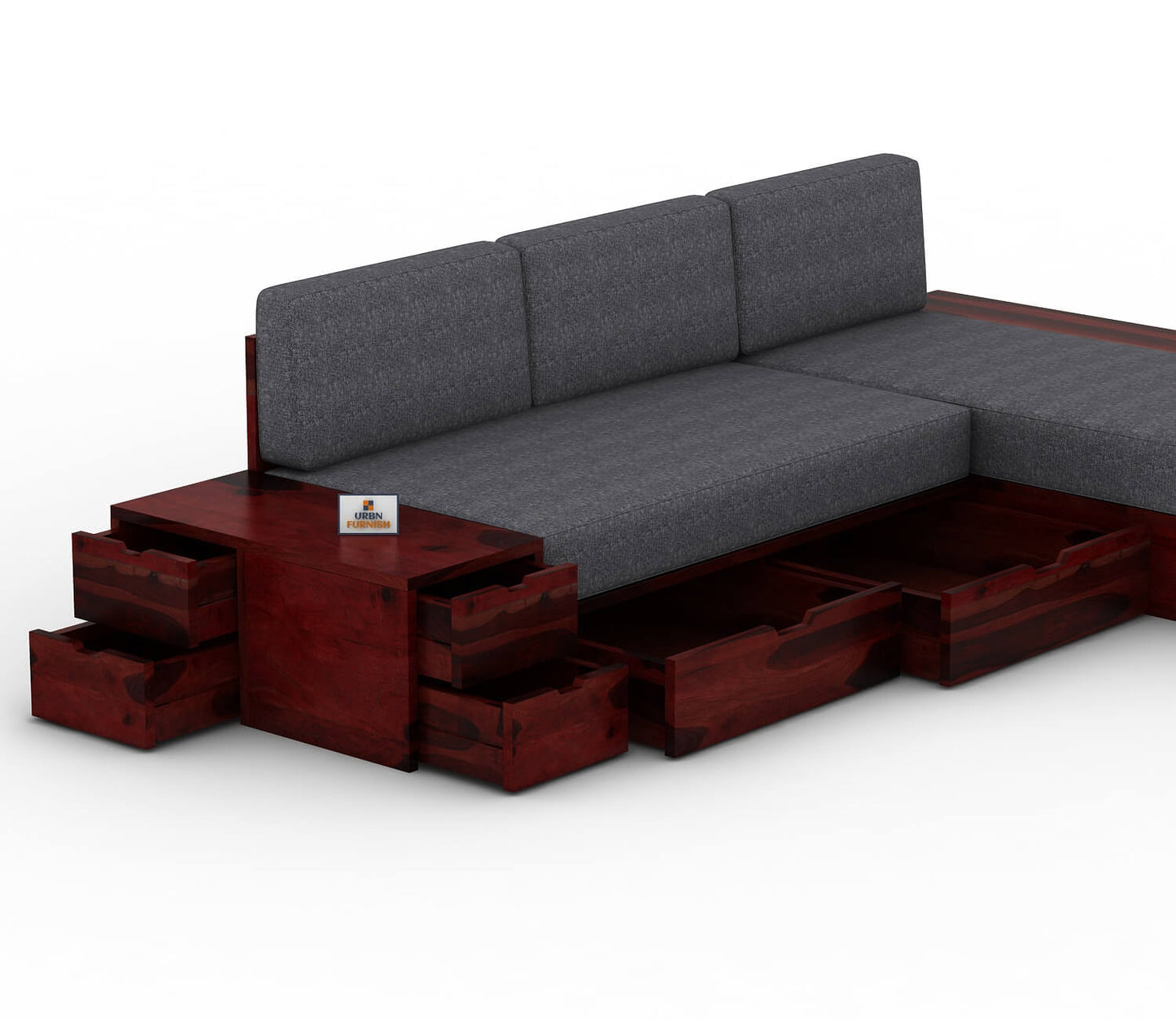 Respiro L Shape Wooden Sofa With Storage - Urbnfurnish