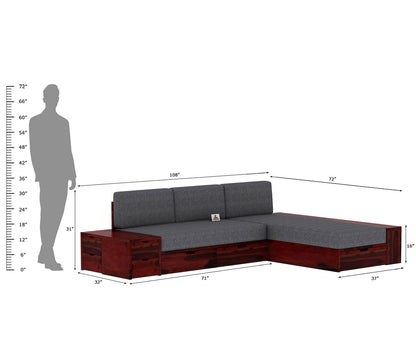 Respiro L Shape Wooden Sofa With Storage - Urbnfurnish
