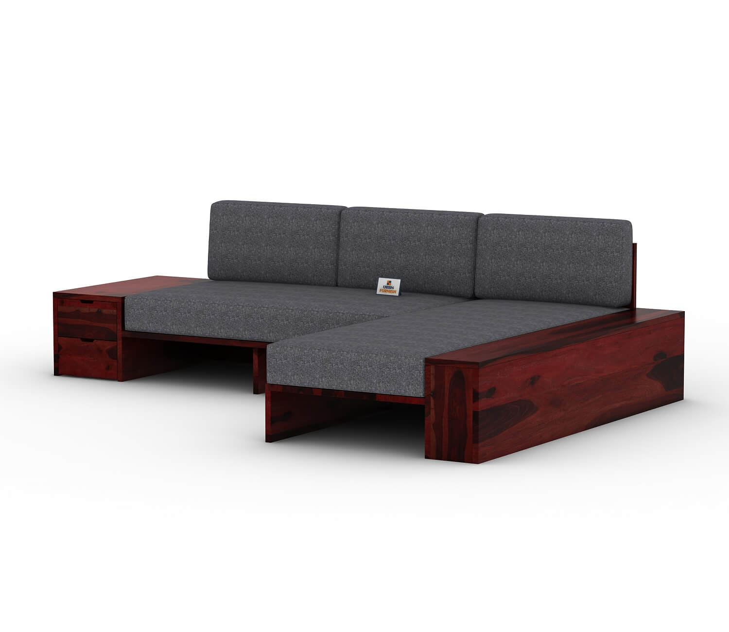 Respiro L Shape Wooden Sofa Without Storage - Urbnfurnish