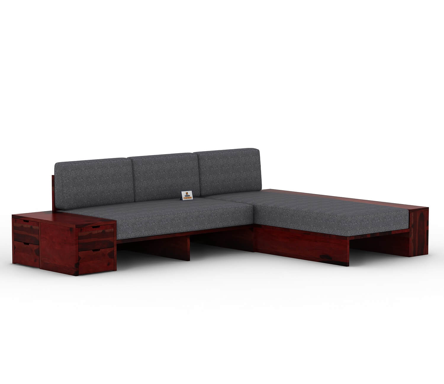 Respiro L Shape Wooden Sofa Without Storage - Urbnfurnish