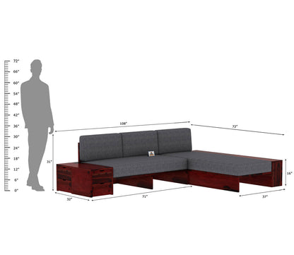 Respiro L Shape Wooden Sofa Without Storage - Urbnfurnish