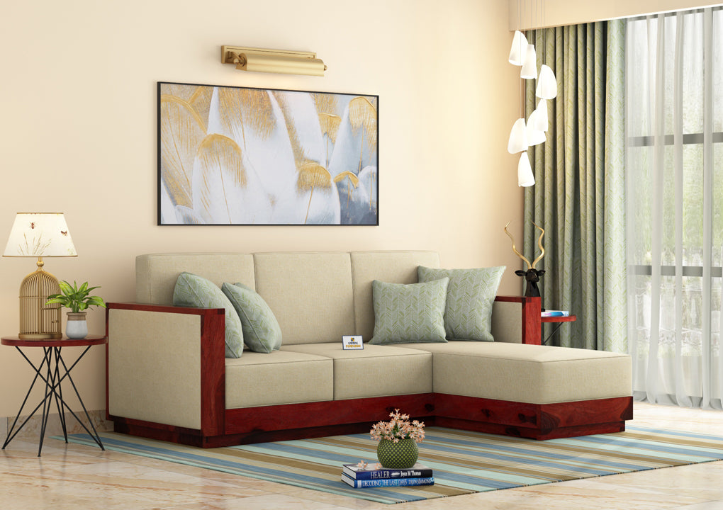 Lago L Shape Right Aligned Wooden Sofa - Urbnfurnish