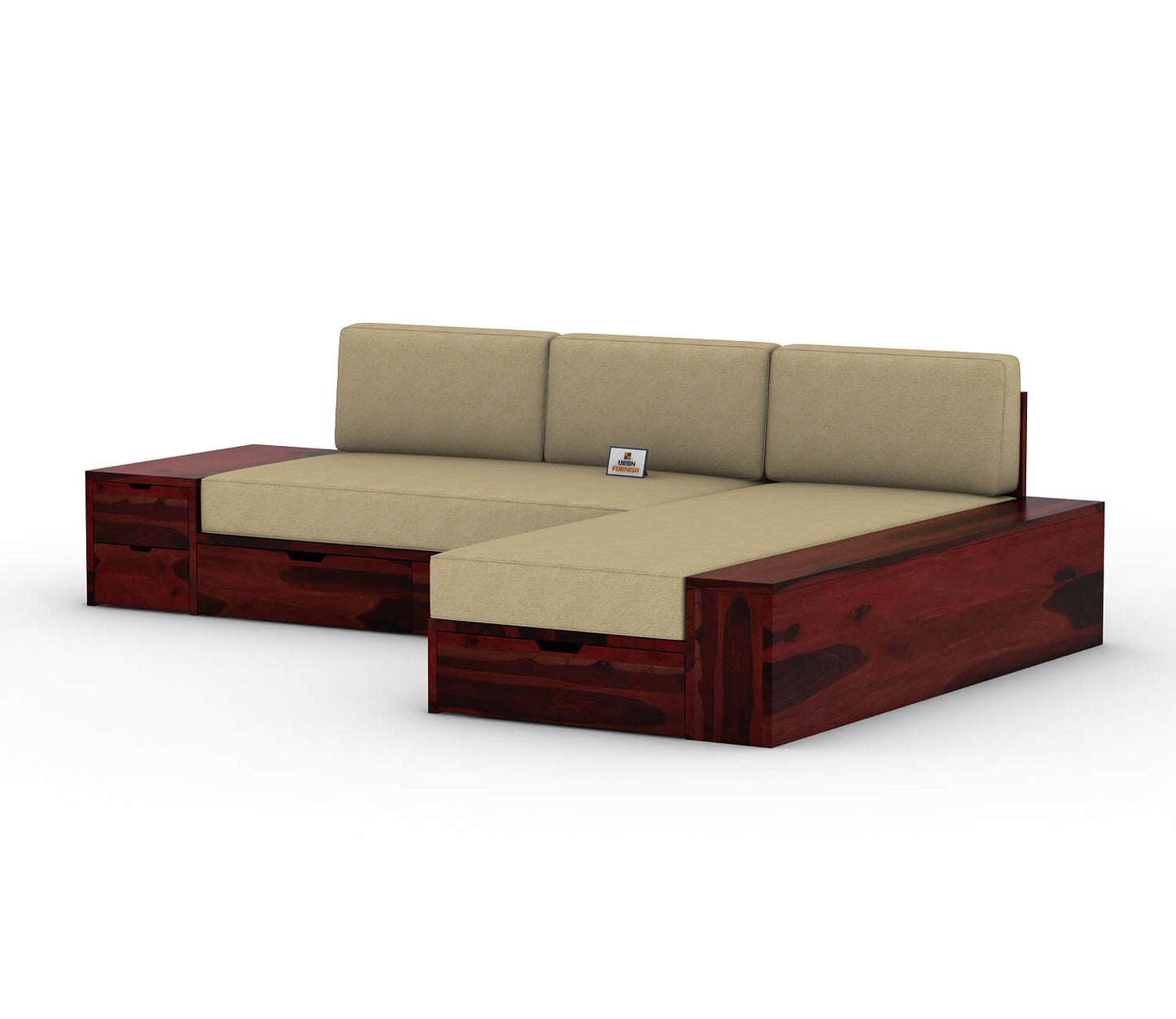 Respiro L Shape Wooden Sofa With Storage - Urbnfurnish