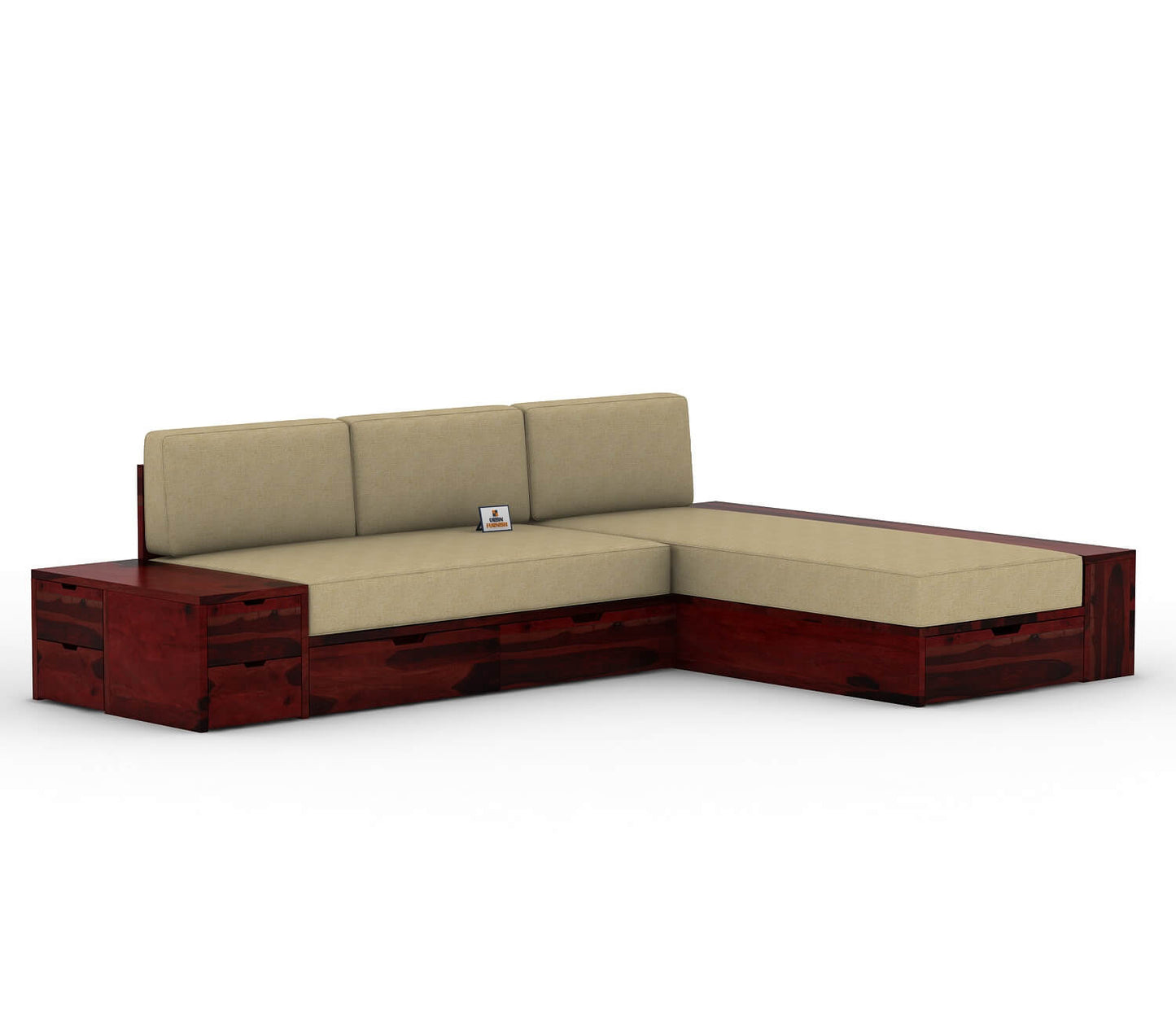 Respiro L Shape Wooden Sofa With Storage - Urbnfurnish