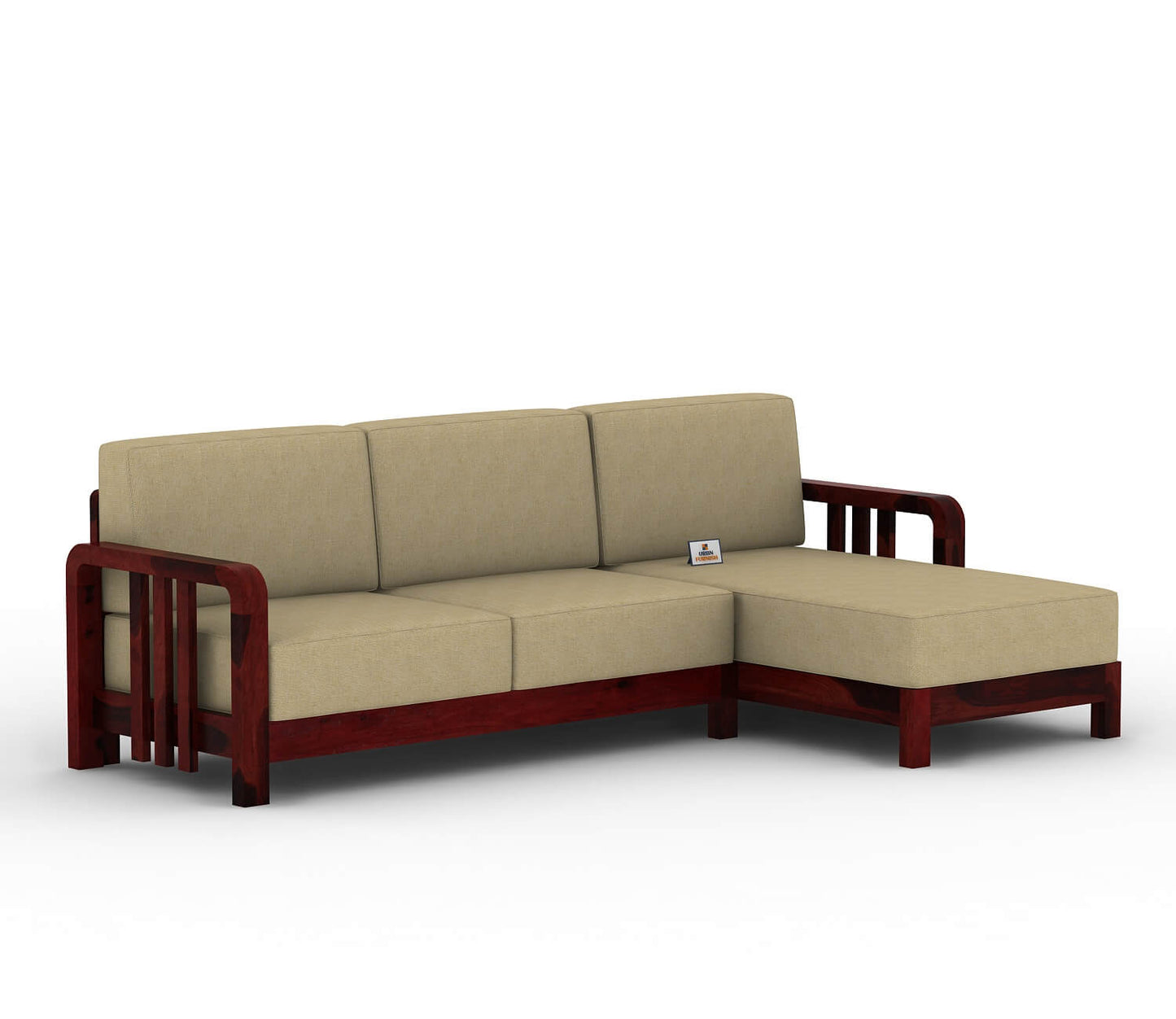 Icaro L Shape Right Aligned Wooden Sofa - Urbnfurnish