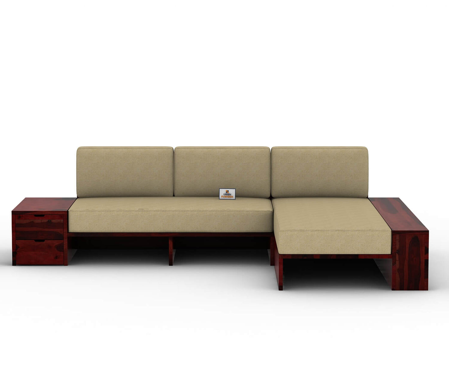 Respiro L Shape Wooden Sofa Without Storage - Urbnfurnish