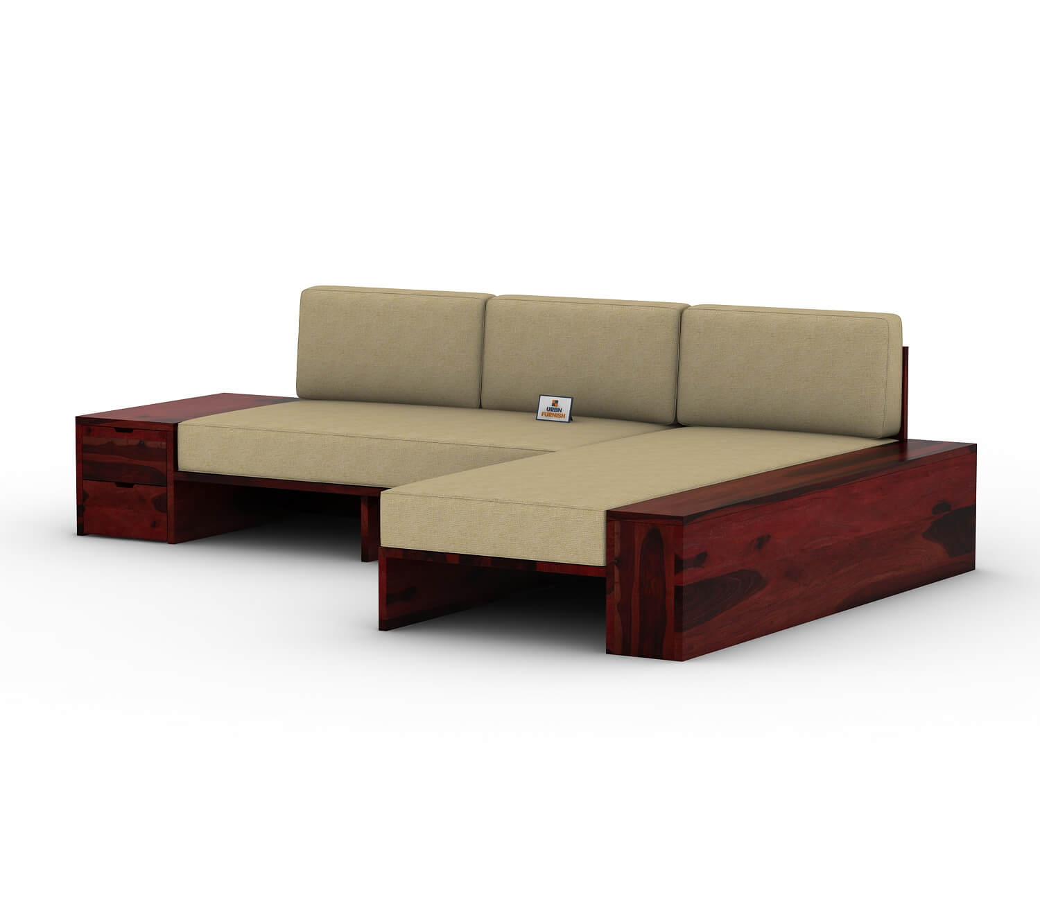 Respiro L Shape Wooden Sofa Without Storage - Urbnfurnish