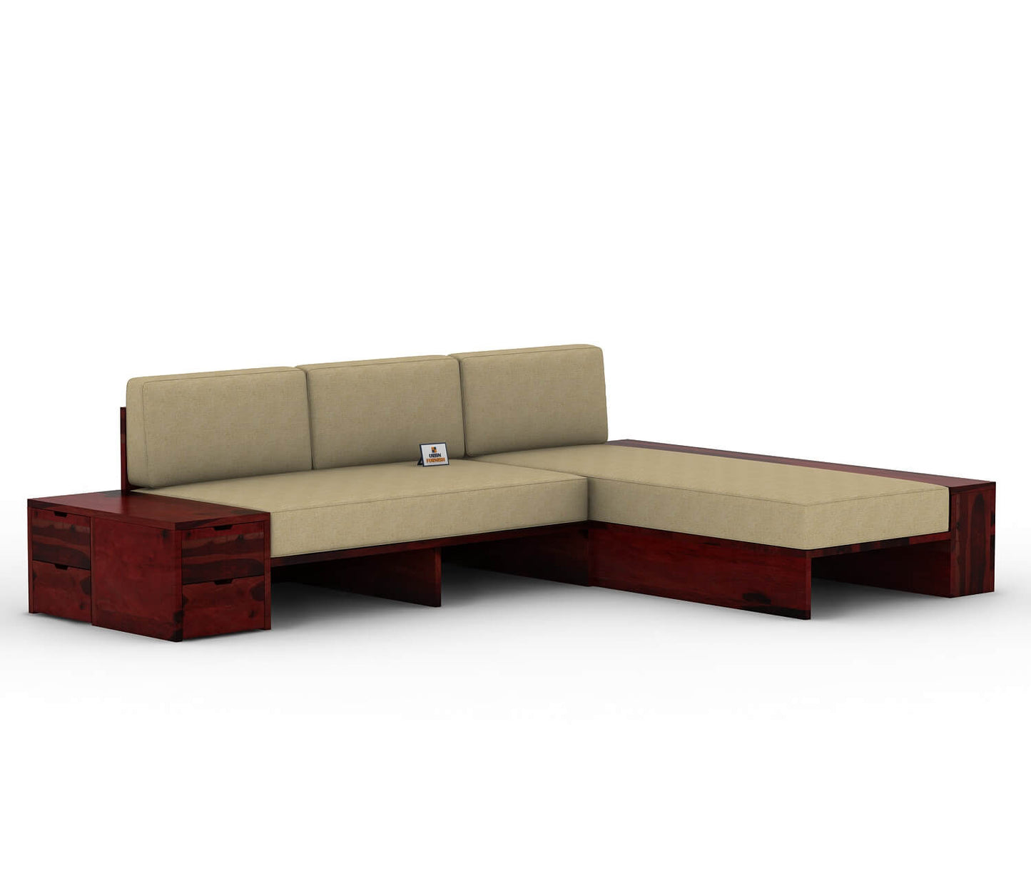 Respiro L Shape Wooden Sofa Without Storage - Urbnfurnish