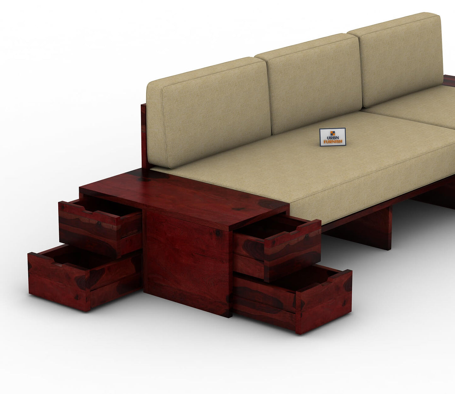Respiro L Shape Wooden Sofa Without Storage - Urbnfurnish