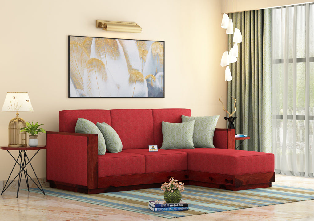 Lago L Shape Right Aligned Wooden Sofa - Urbnfurnish