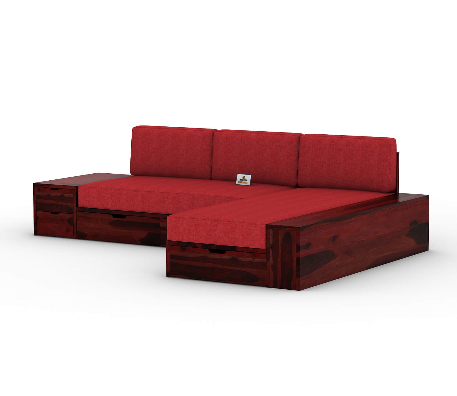 Respiro L Shape Wooden Sofa With Storage - Urbnfurnish