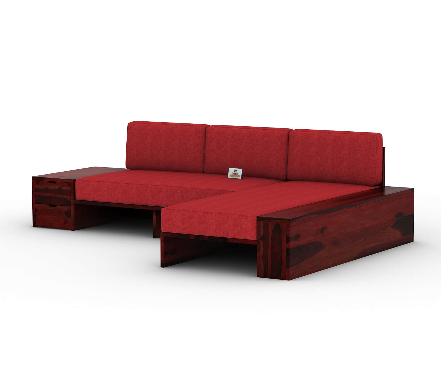 Respiro L Shape Wooden Sofa Without Storage - Urbnfurnish