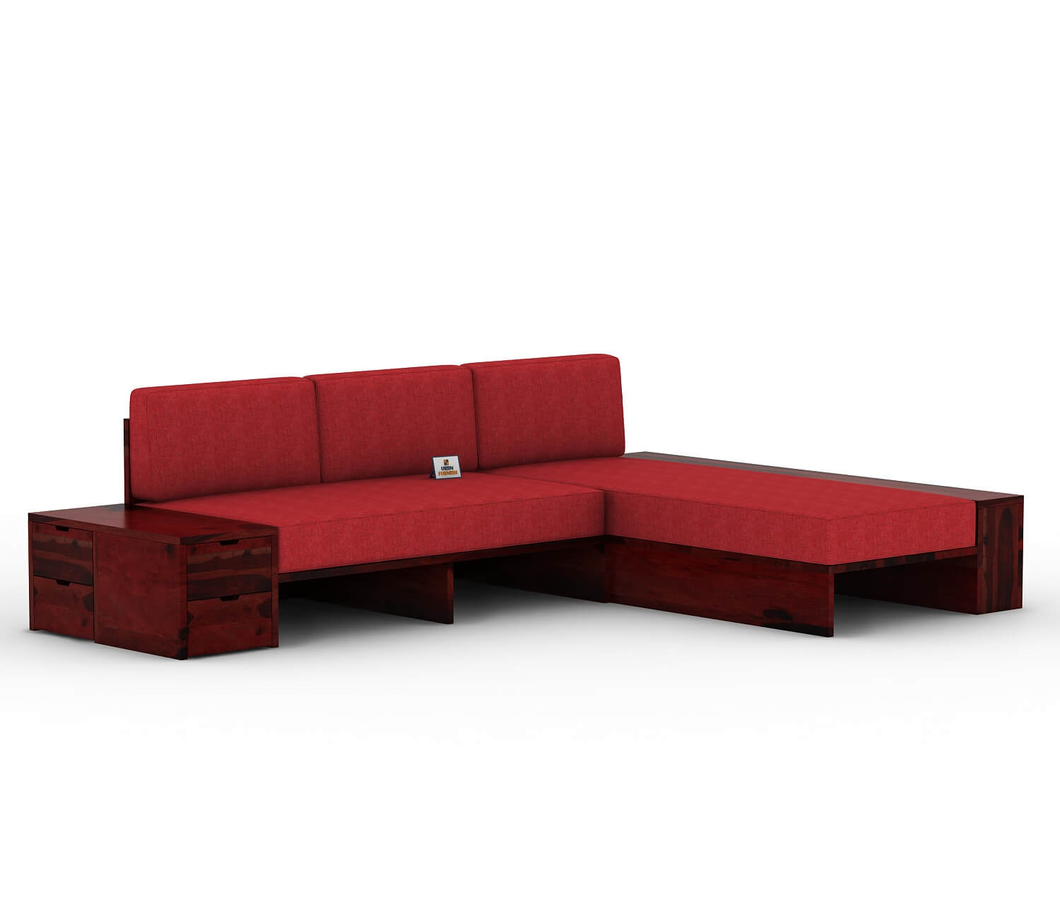 Respiro L Shape Wooden Sofa Without Storage - Urbnfurnish
