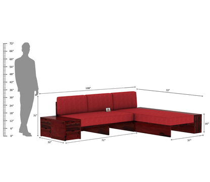 Respiro L Shape Wooden Sofa Without Storage - Urbnfurnish