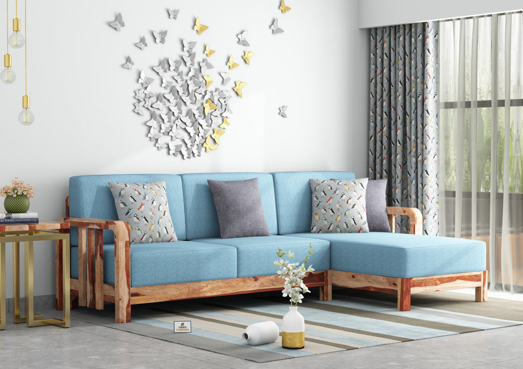 Icaro L Shape Right Aligned Wooden Sofa - Urbnfurnish
