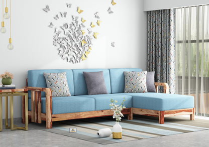 Icaro L Shape Right Aligned Wooden Sofa - Urbnfurnish