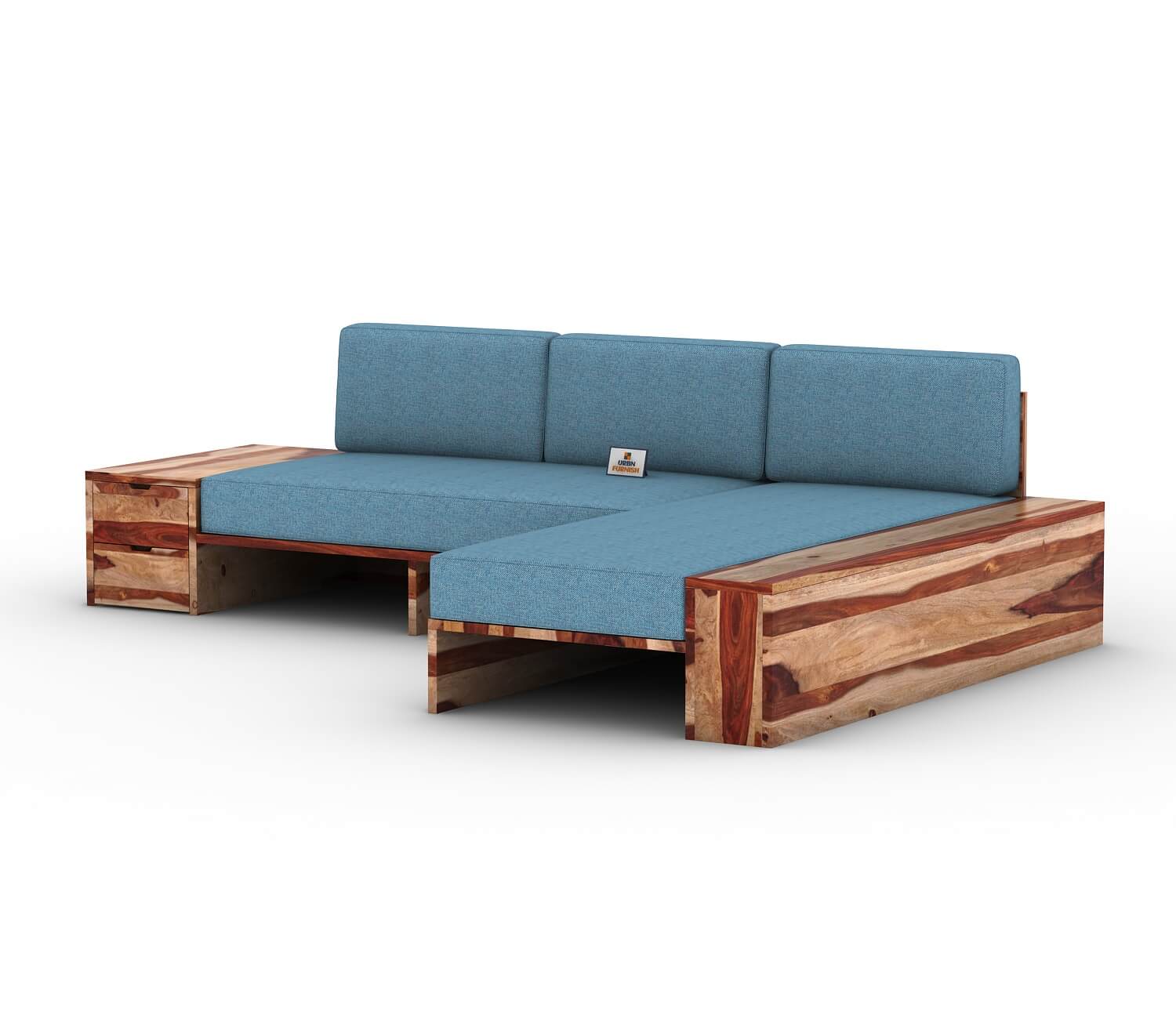 Respiro L Shape Wooden Sofa Without Storage - Urbnfurnish